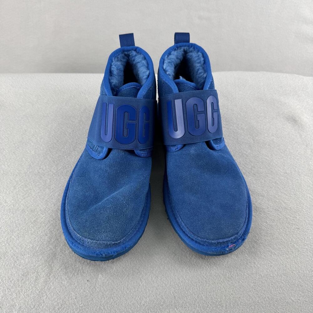 UGG Neumel Logo Strap Boots Mens Size 7 Blue Suede Ankle Shearling 1119392